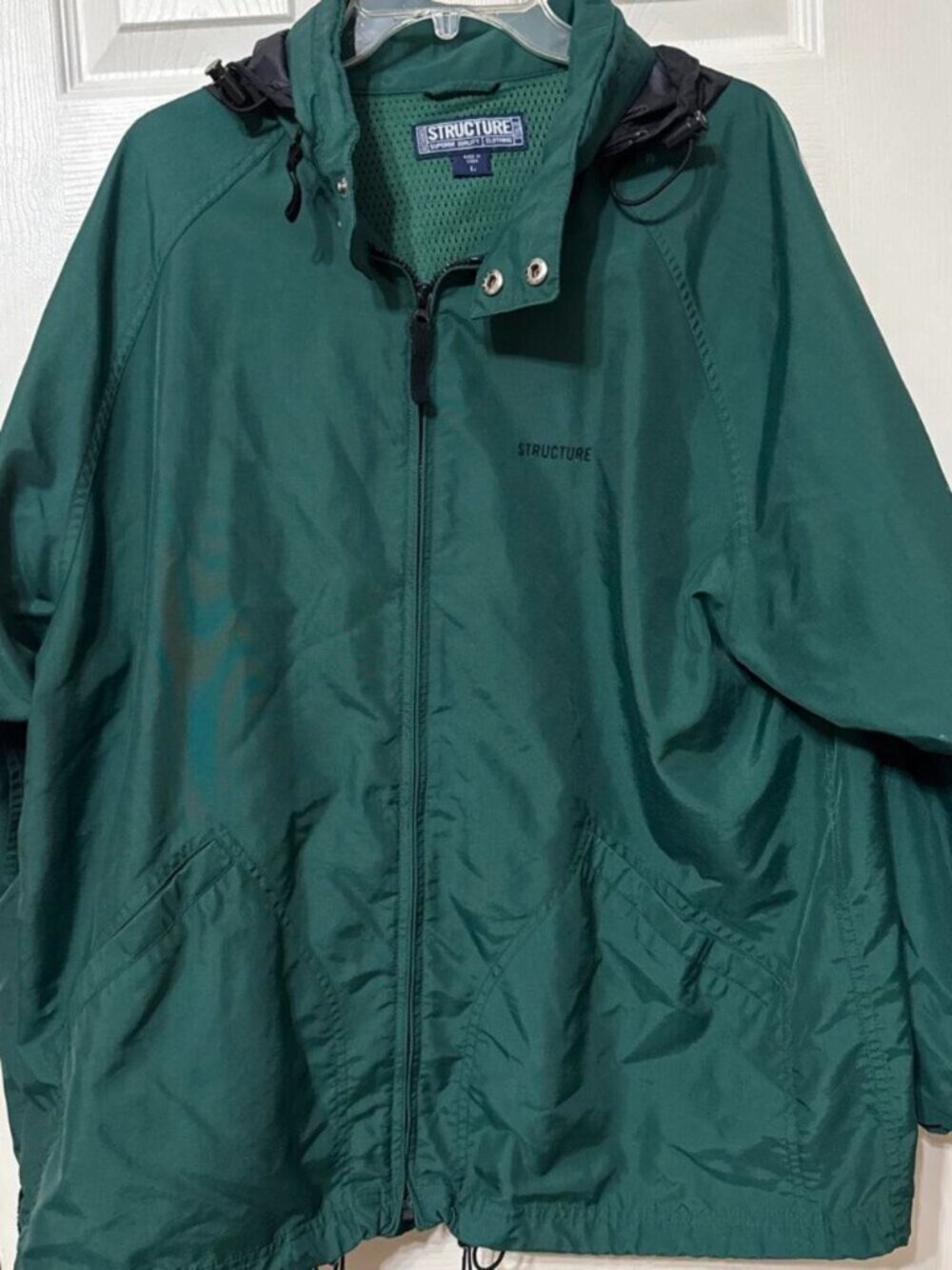 Green Structure men’s L vintage 1992 windbreaker jacket with hood
